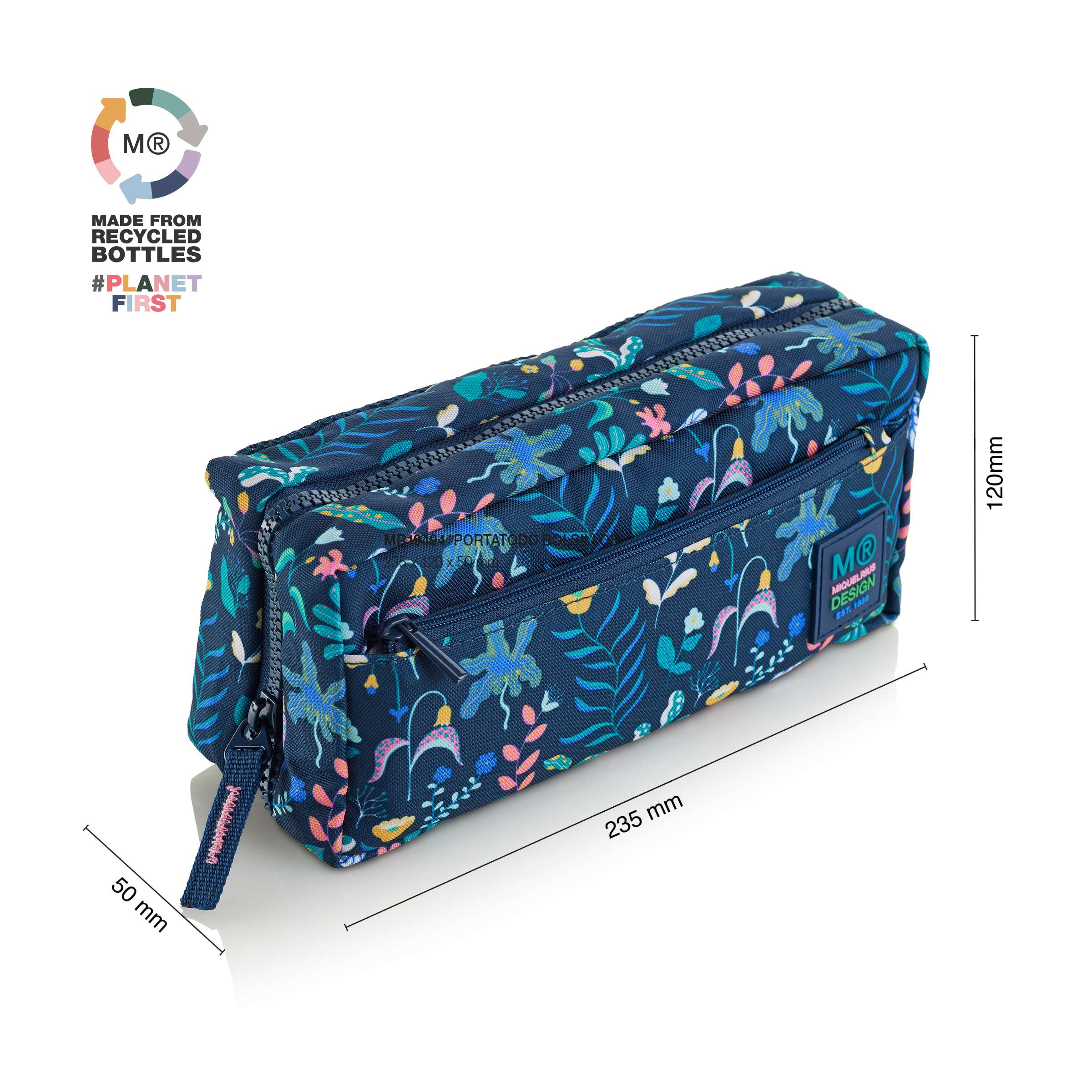 Estuche Reciclado Tinc - Hecho Con Un 40% De Botellas De Plástico Recicladas, Gran Capacidad, Bolsillo Frontal De Acceso Rápido - Ideal Para Guardar Bolígrafos, Lápices Y Material De Escritura