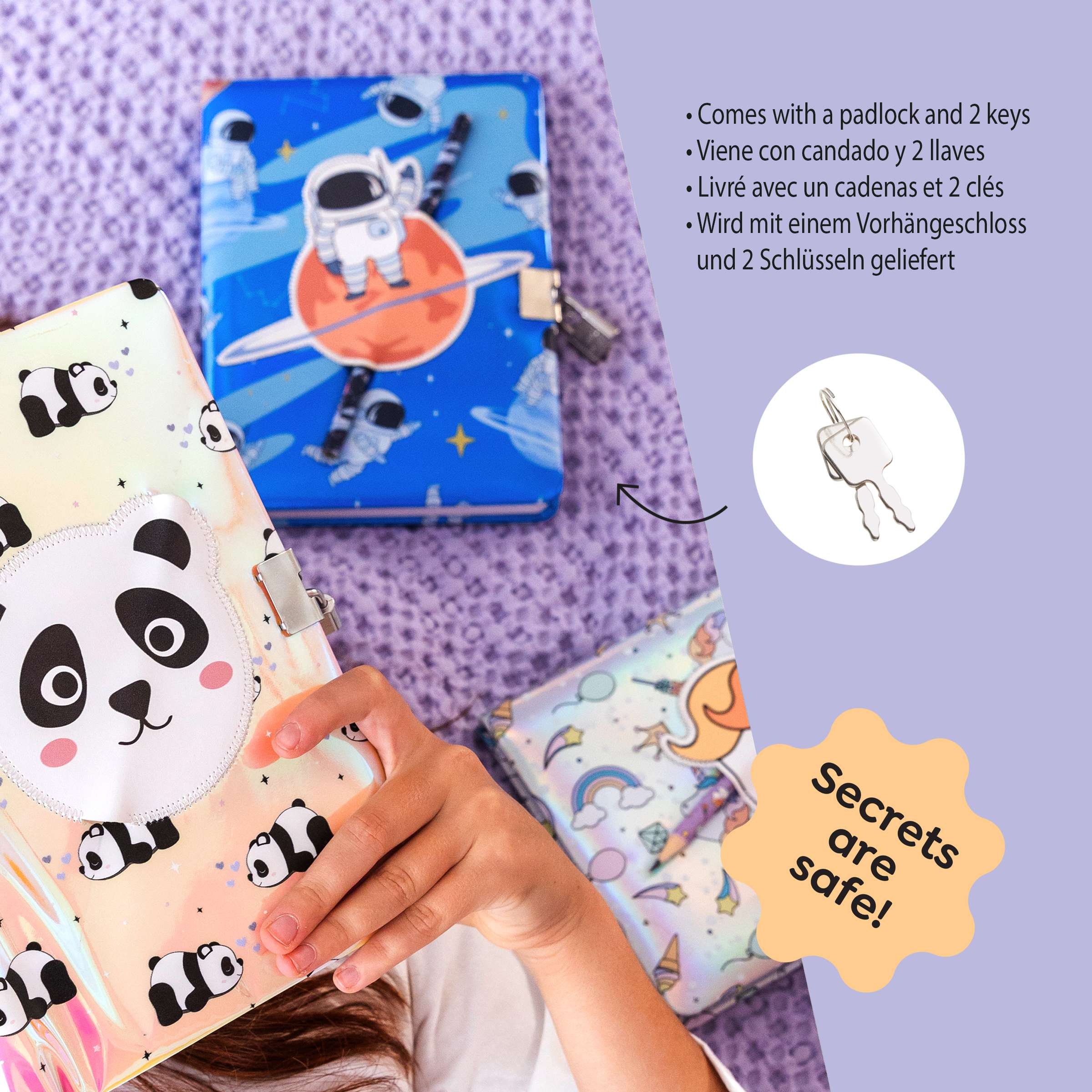 Inca Diario Secreto Con Candado – Diseño De Panda Blanco De Peluche + Bolígrafo Con Pompón – Libreta Infantil De 80 Páginas